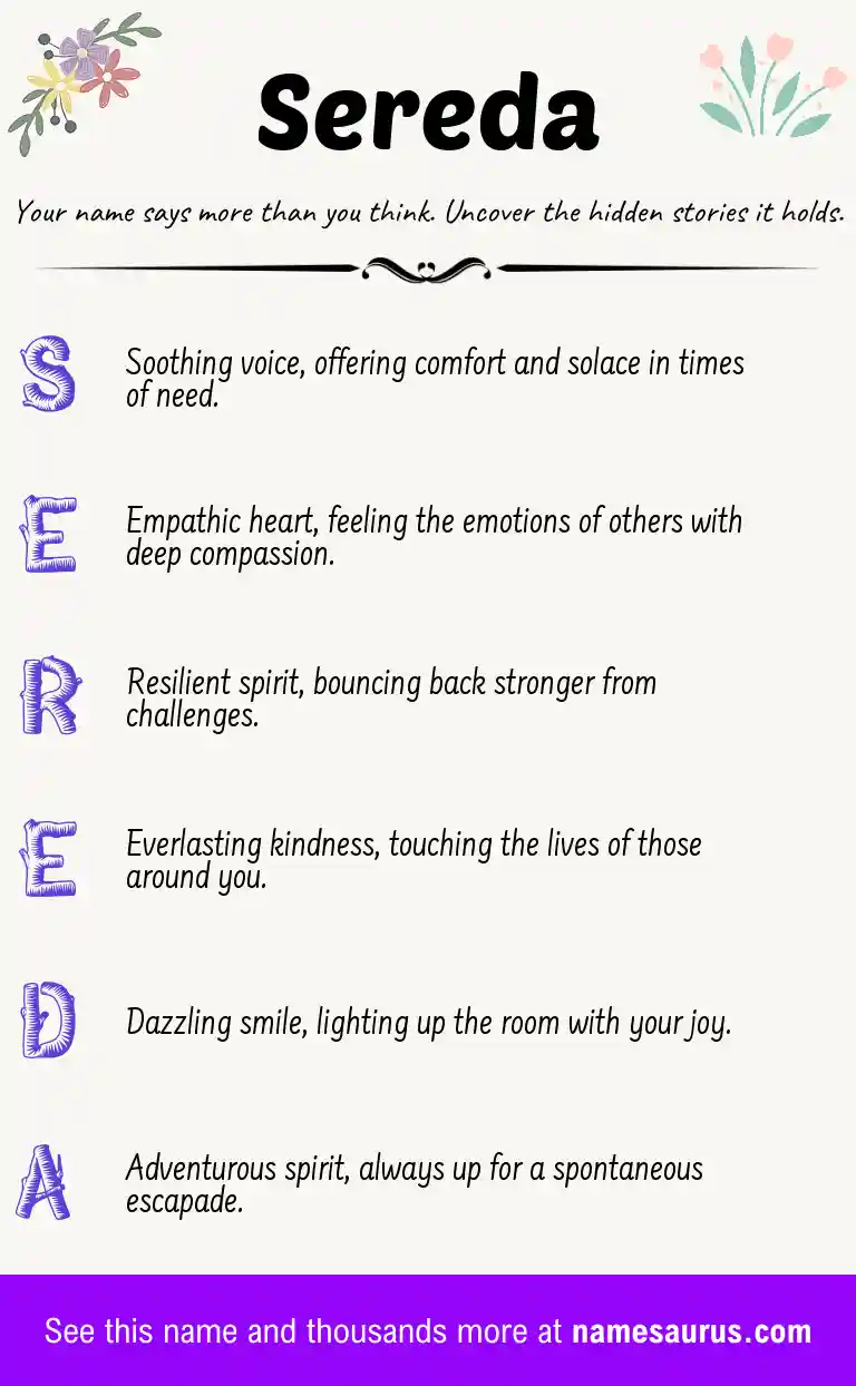 Acrostic poem about Sereda.