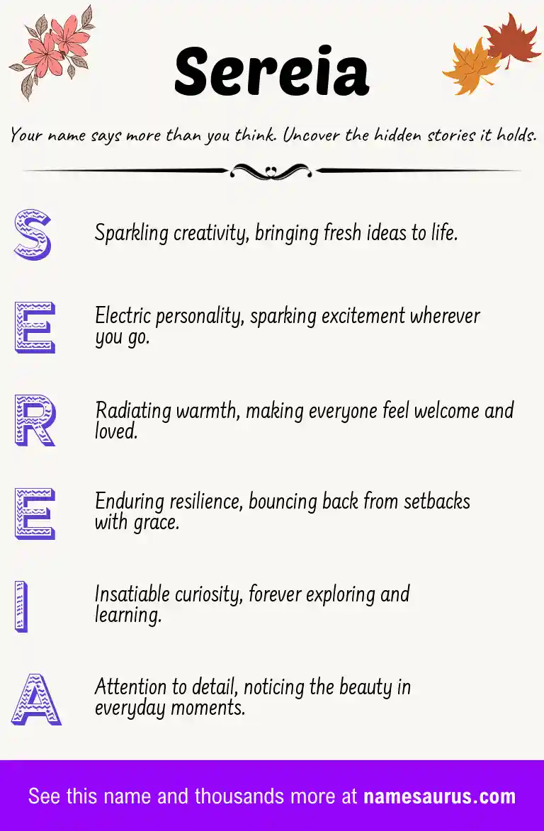 Acrostic poem about Sereia.