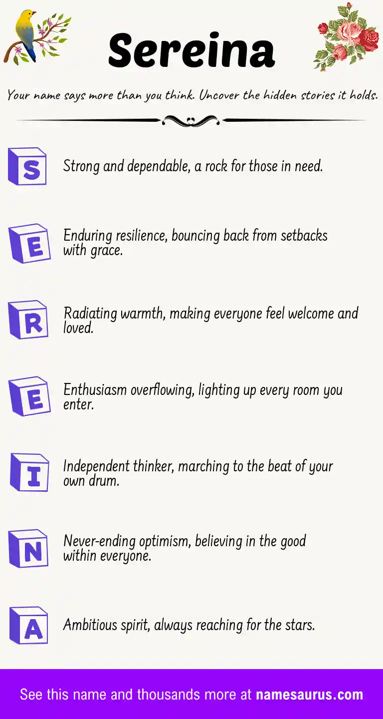 Acrostic poem about Sereina.
