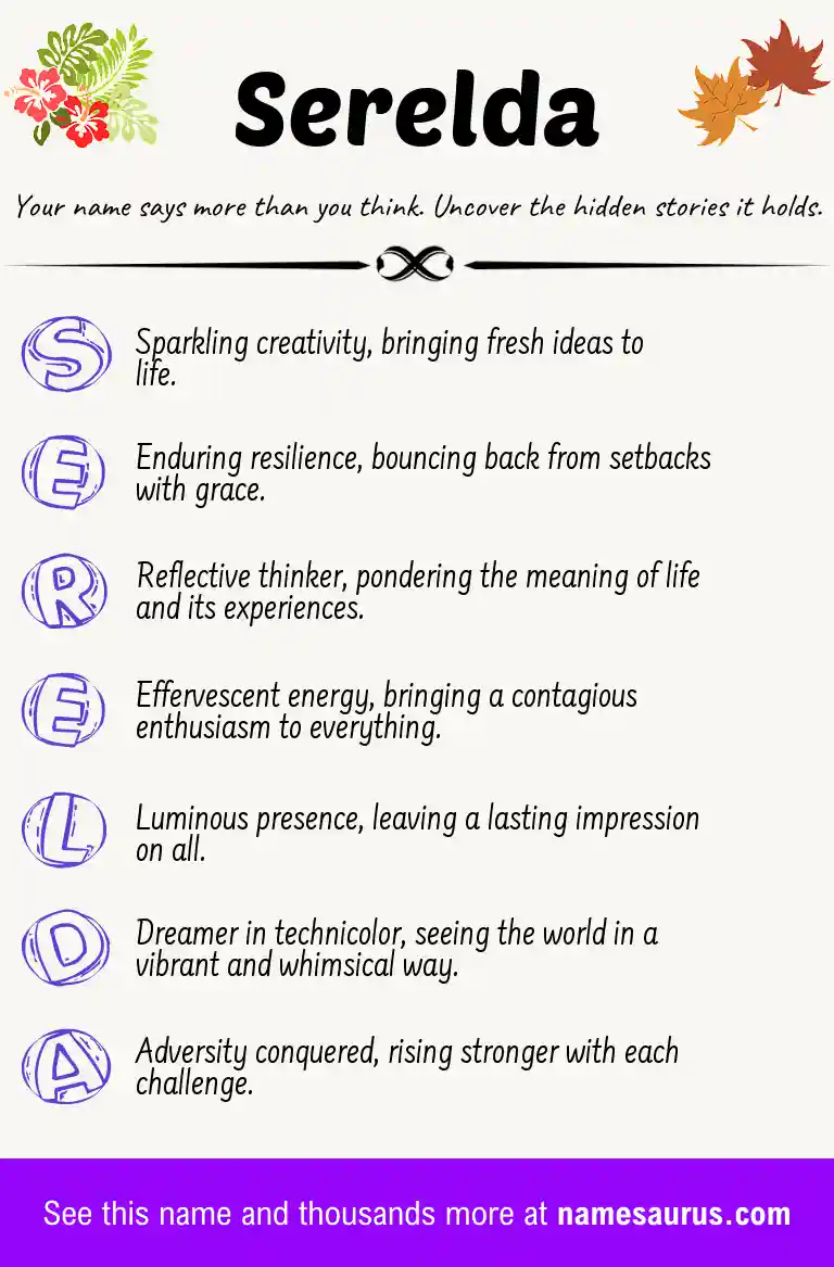 Acrostic poem about Serelda.