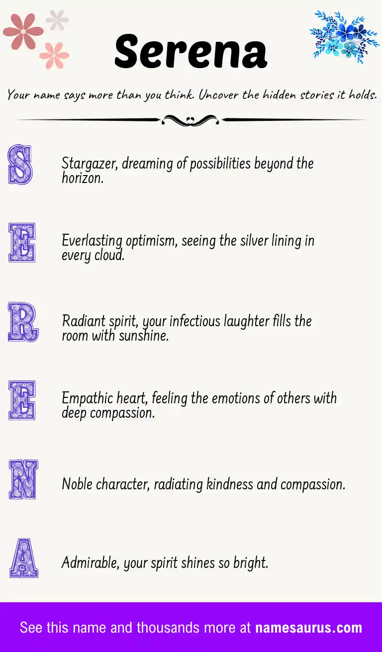 Acrostic poem about Serena.
