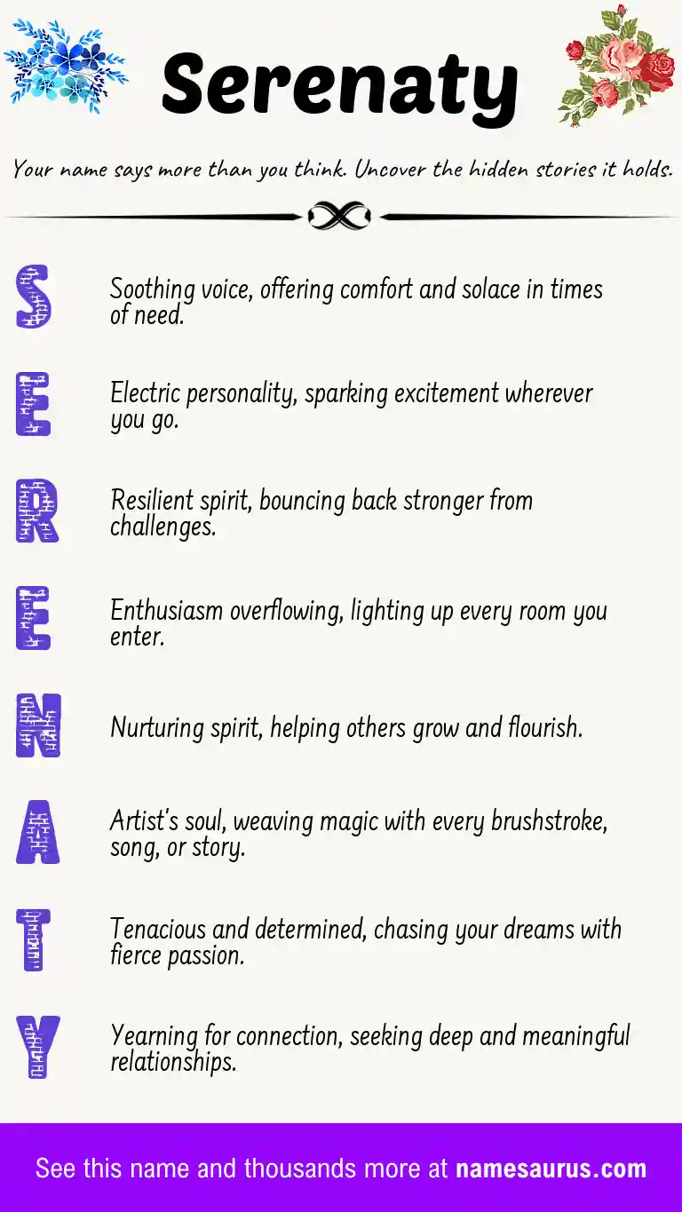 Acrostic poem about Serenaty.