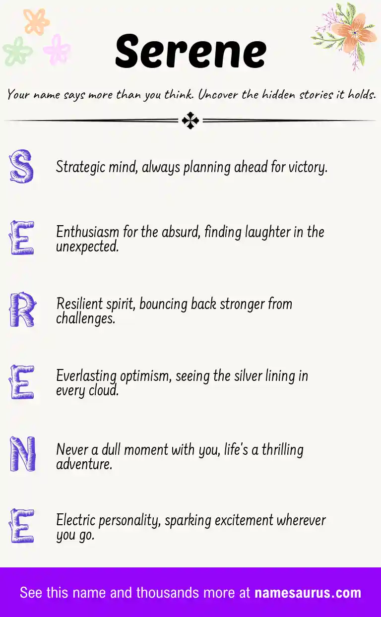 Acrostic poem about Serene.