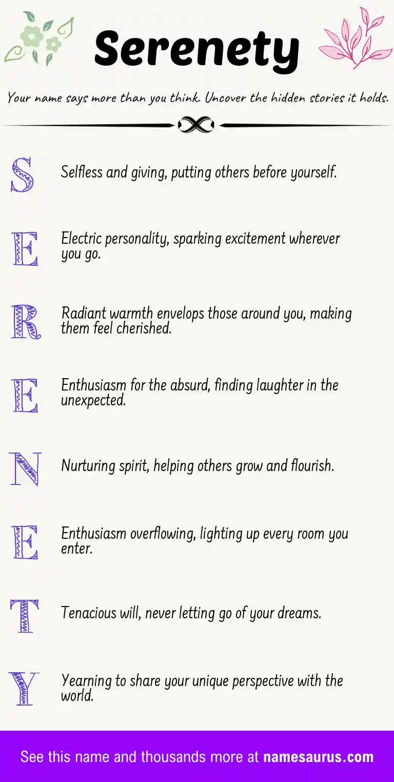 Acrostic poem about Serenety.