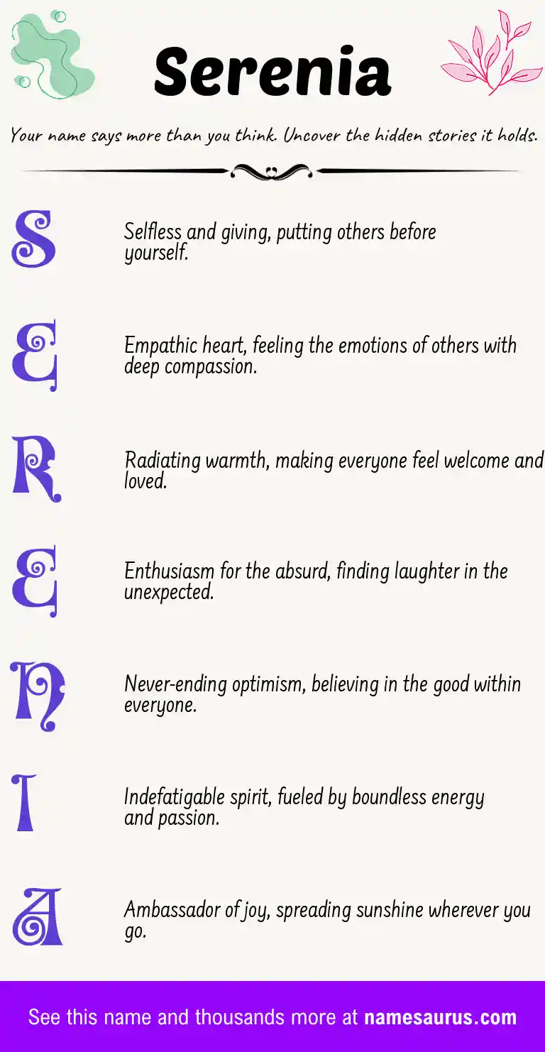 Acrostic poem about Serenia.