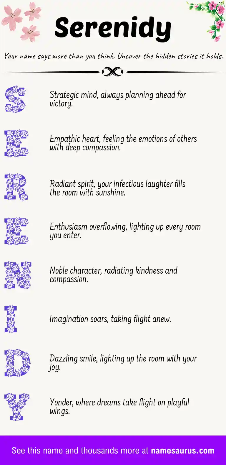 Acrostic poem about Serenidy.