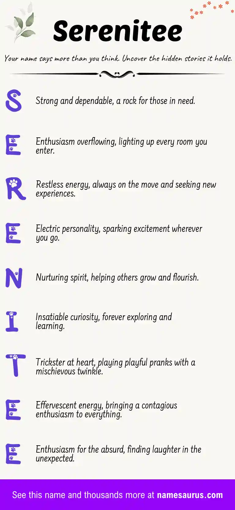 Acrostic poem about Serenitee.