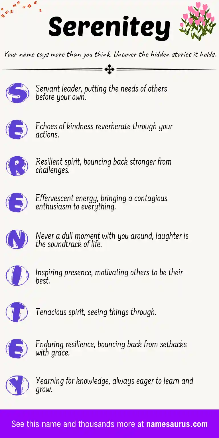 Acrostic poem about Serenitey.