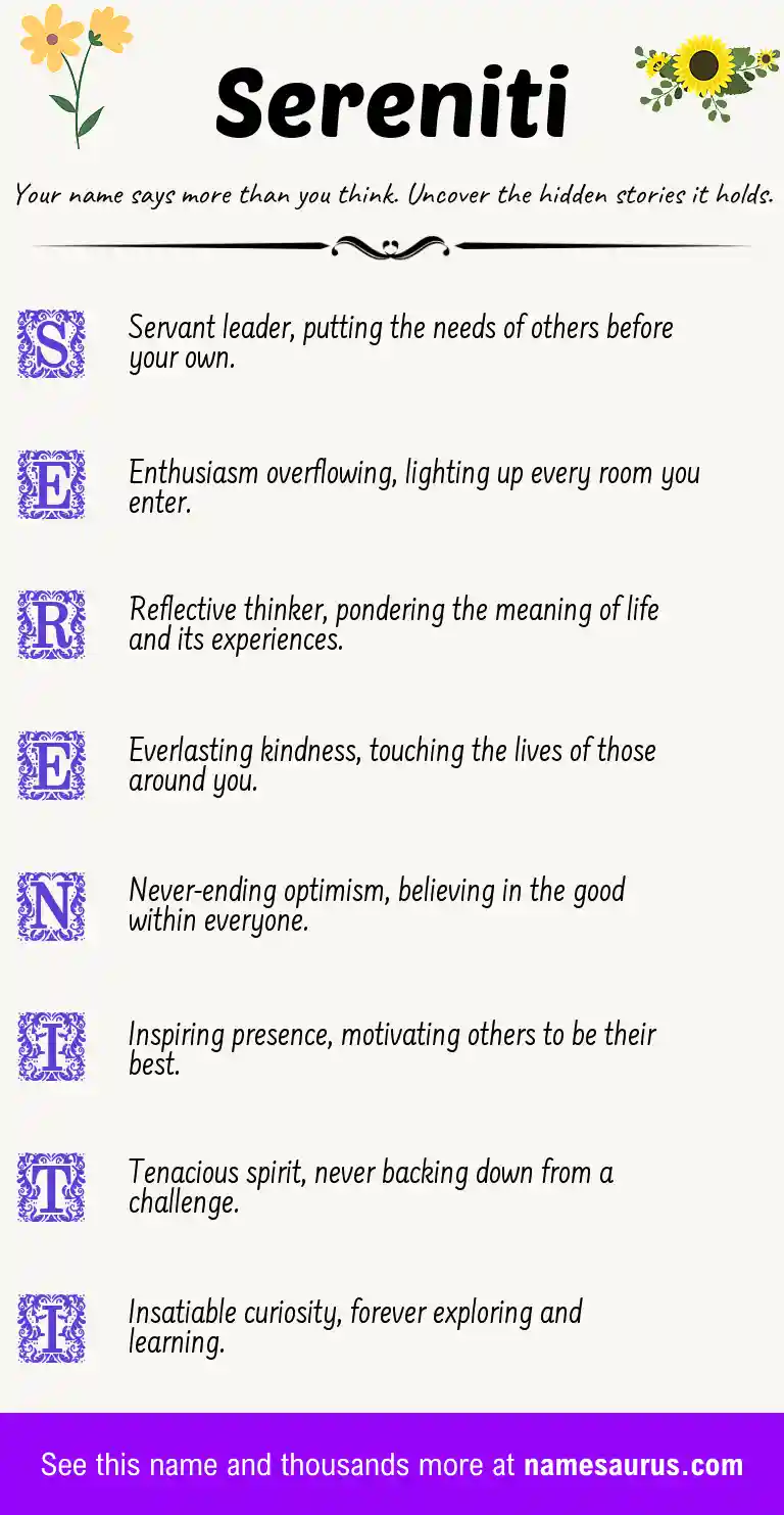 Acrostic poem about Sereniti.