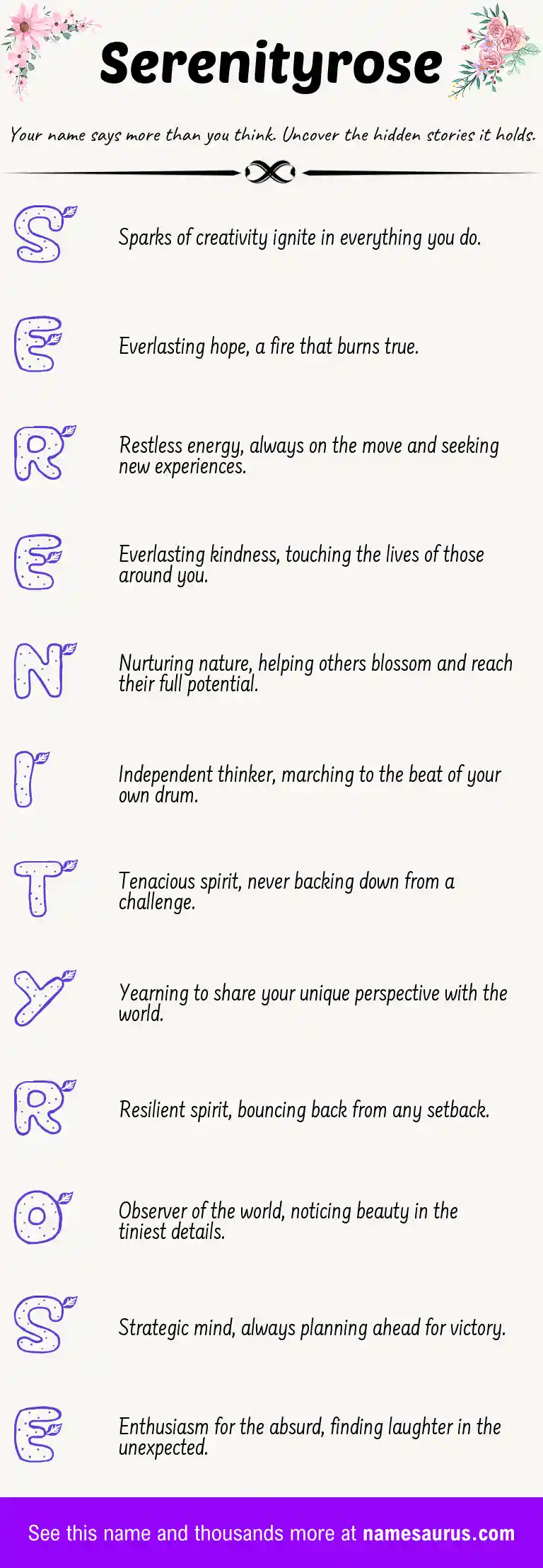 Acrostic poem about Serenityrose.