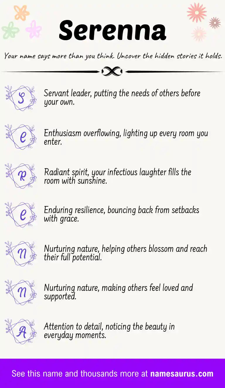 Acrostic poem about Serenna.
