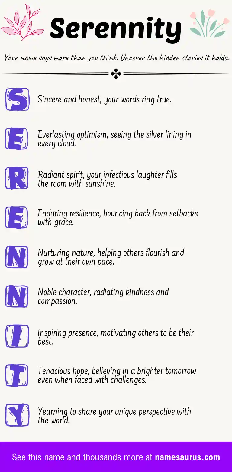 Acrostic poem about Serennity.