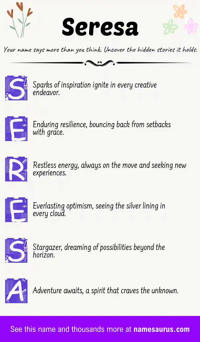 Acrostic poem about Seresa.
