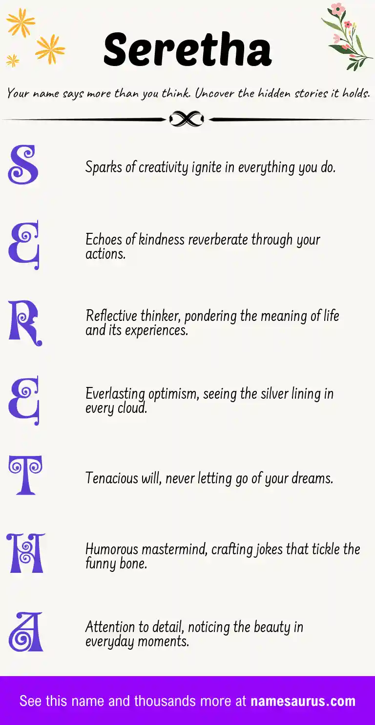 Acrostic poem about Seretha.