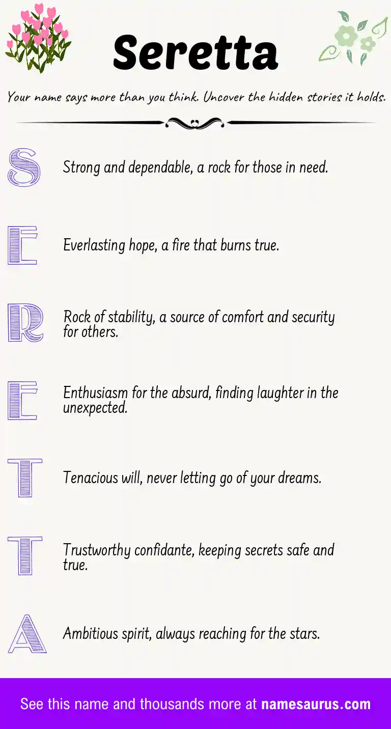 Acrostic poem about Seretta.