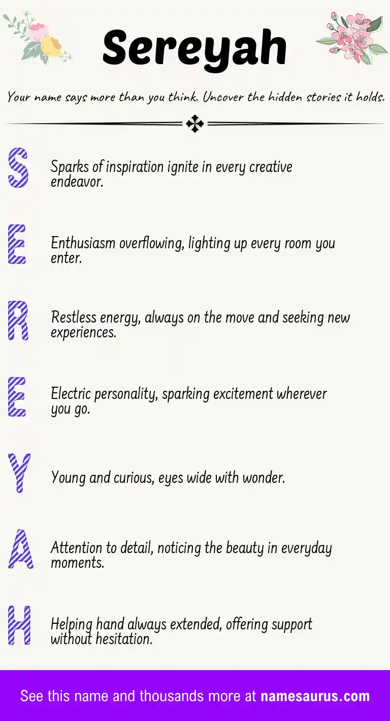 Acrostic poem about Sereyah.