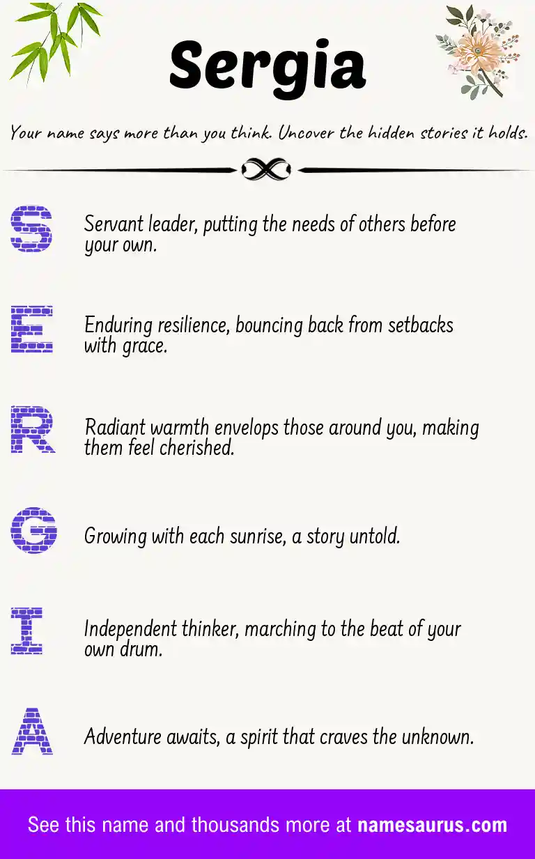 Acrostic poem about Sergia.