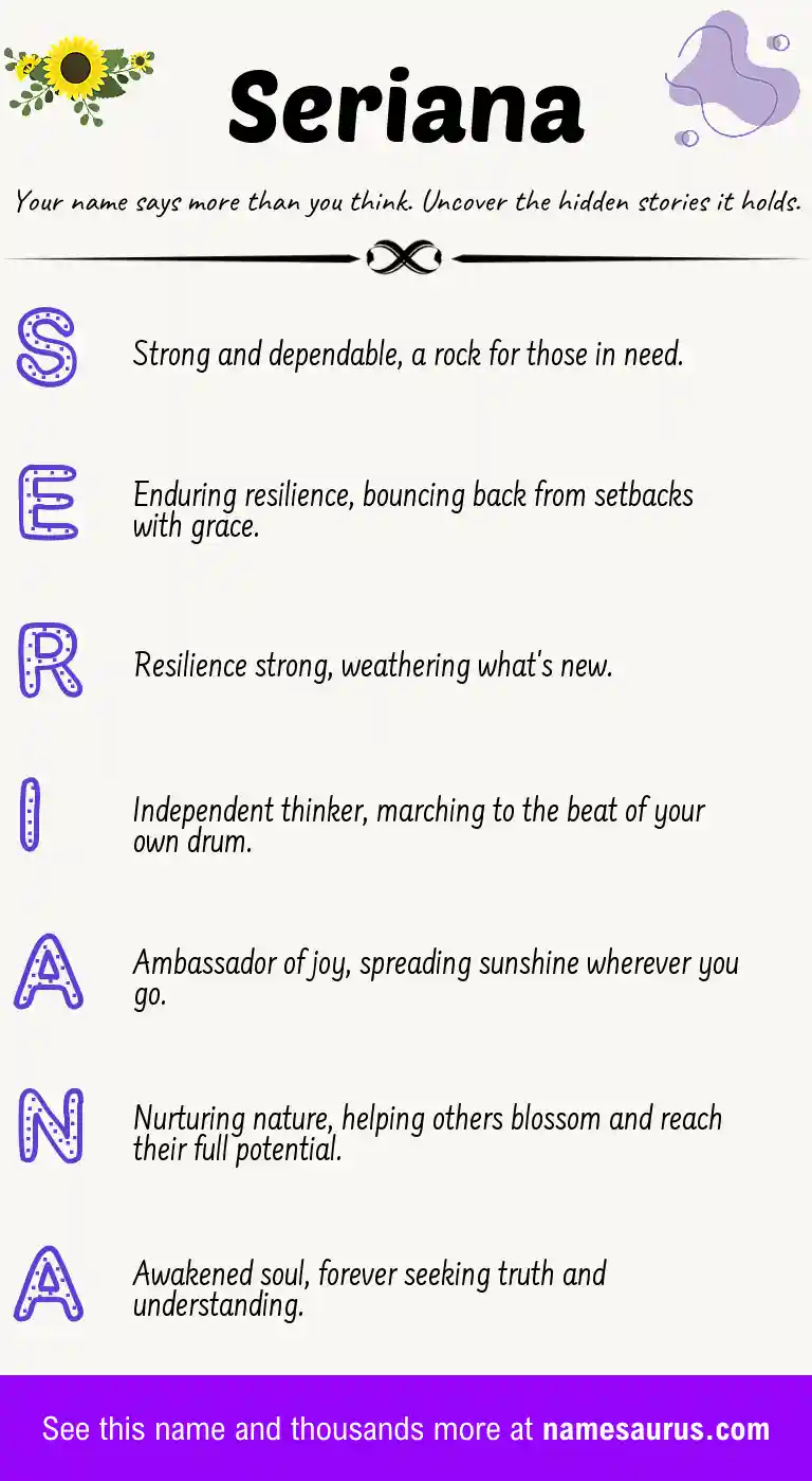 Acrostic poem about Seriana.