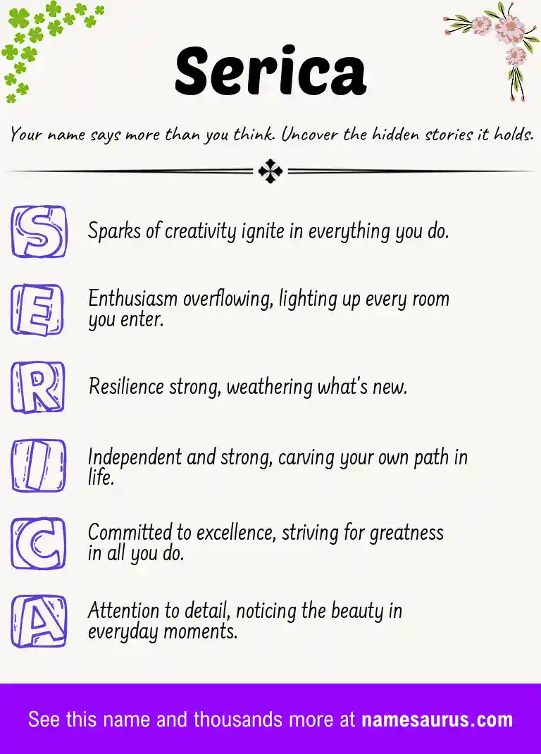 Acrostic poem about Serica.