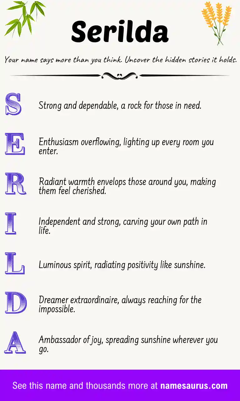 Acrostic poem about Serilda.