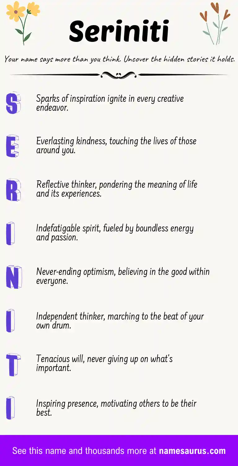 Acrostic poem about Seriniti.
