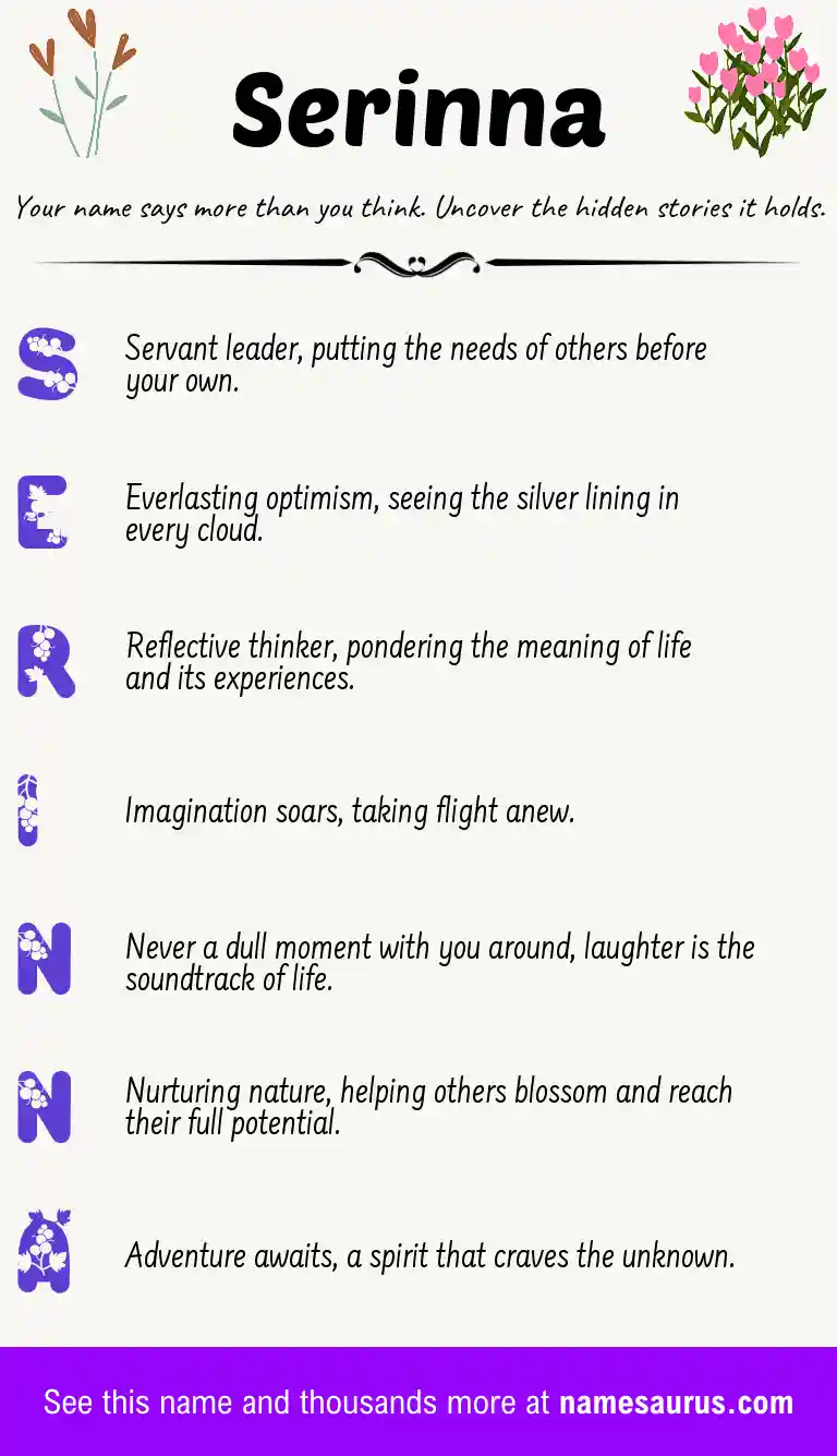 Acrostic poem about Serinna.
