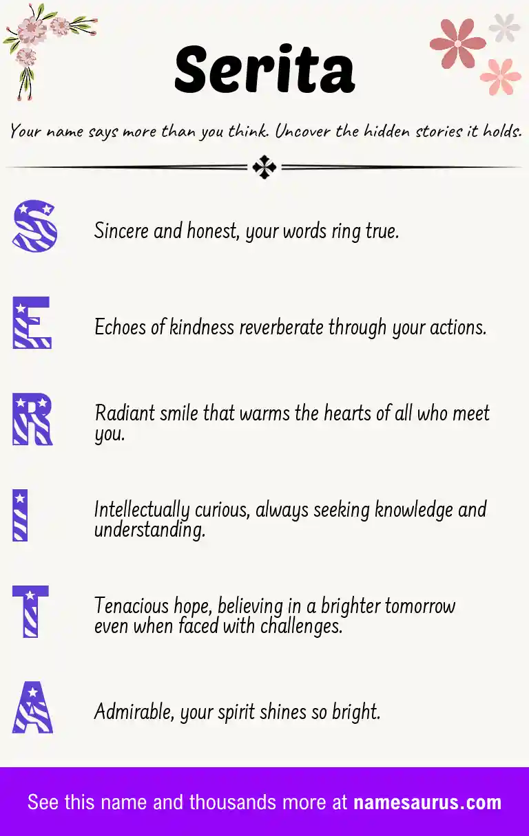 Acrostic poem about Serita.