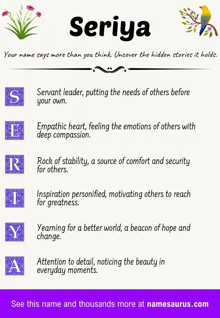 Acrostic poem about Seriya.