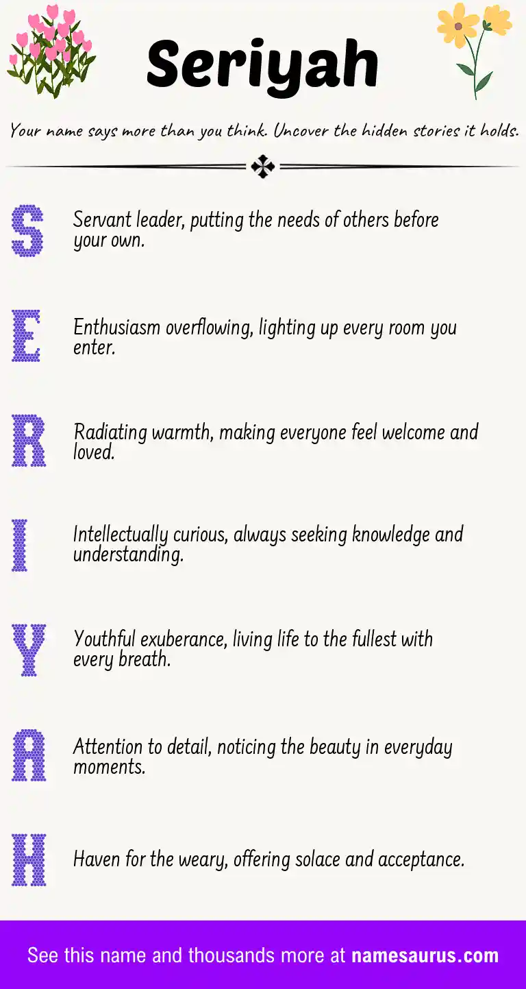 Acrostic poem about Seriyah.