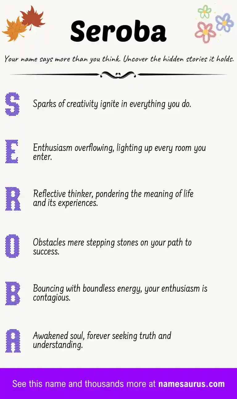 Acrostic poem about Seroba.