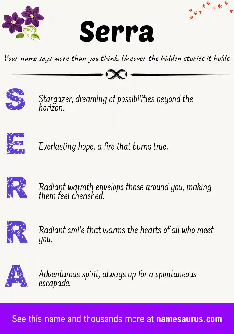 Acrostic poem about Serra.