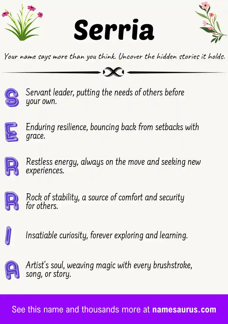 Acrostic poem about Serria.
