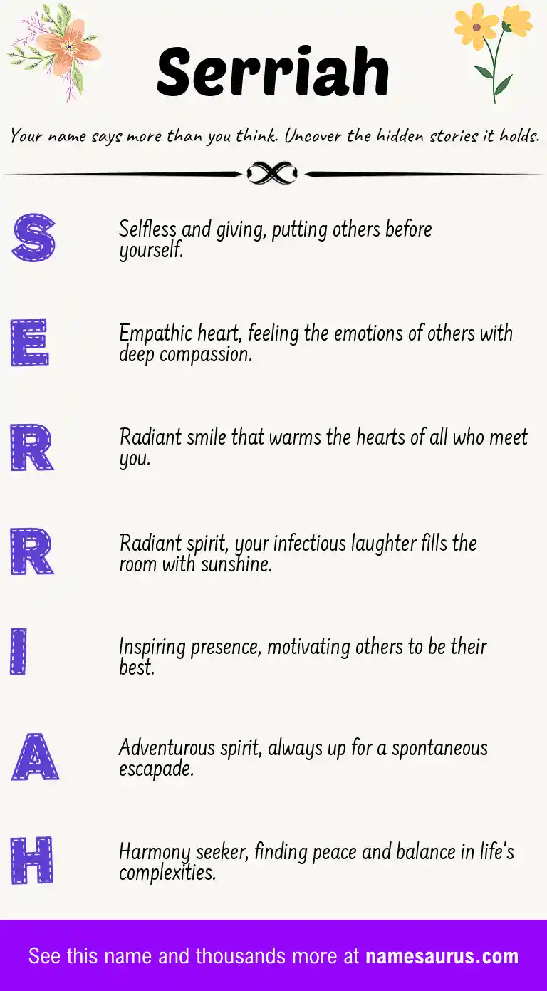 Acrostic poem about Serriah.