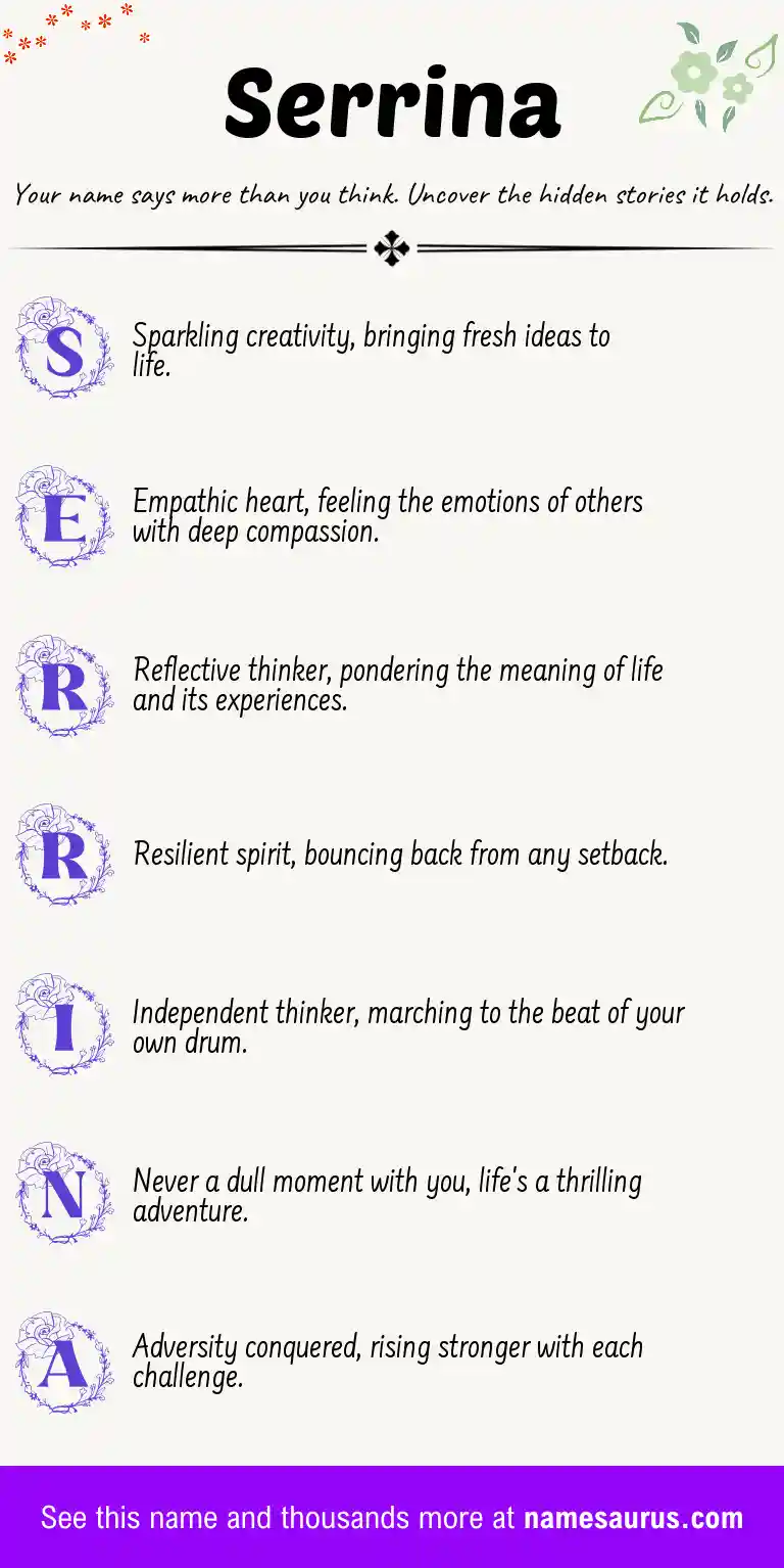 Acrostic poem about Serrina.