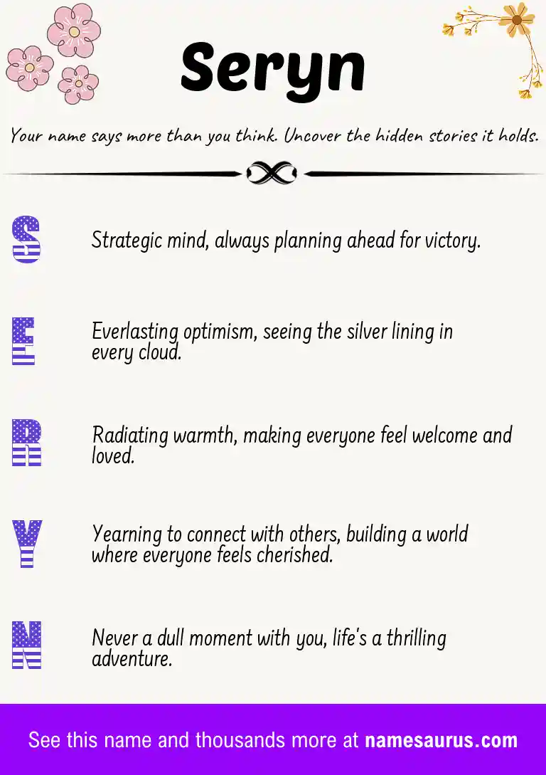 Acrostic poem about Seryn.