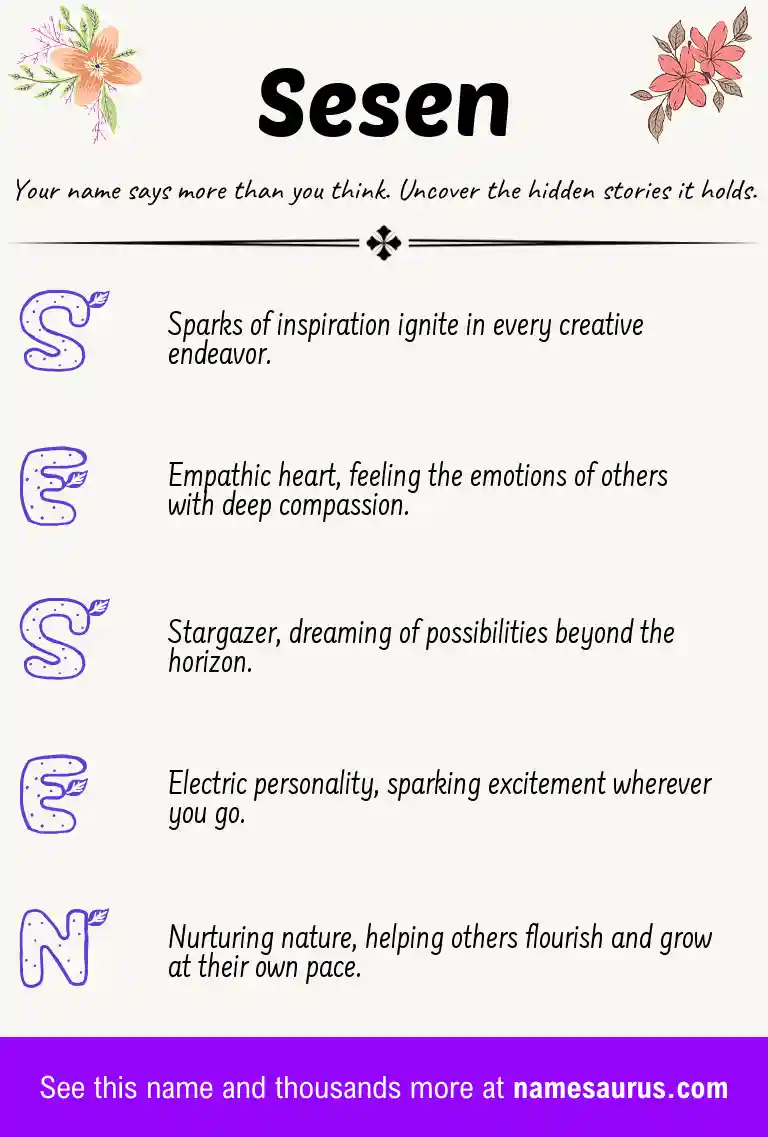 Acrostic poem about Sesen.