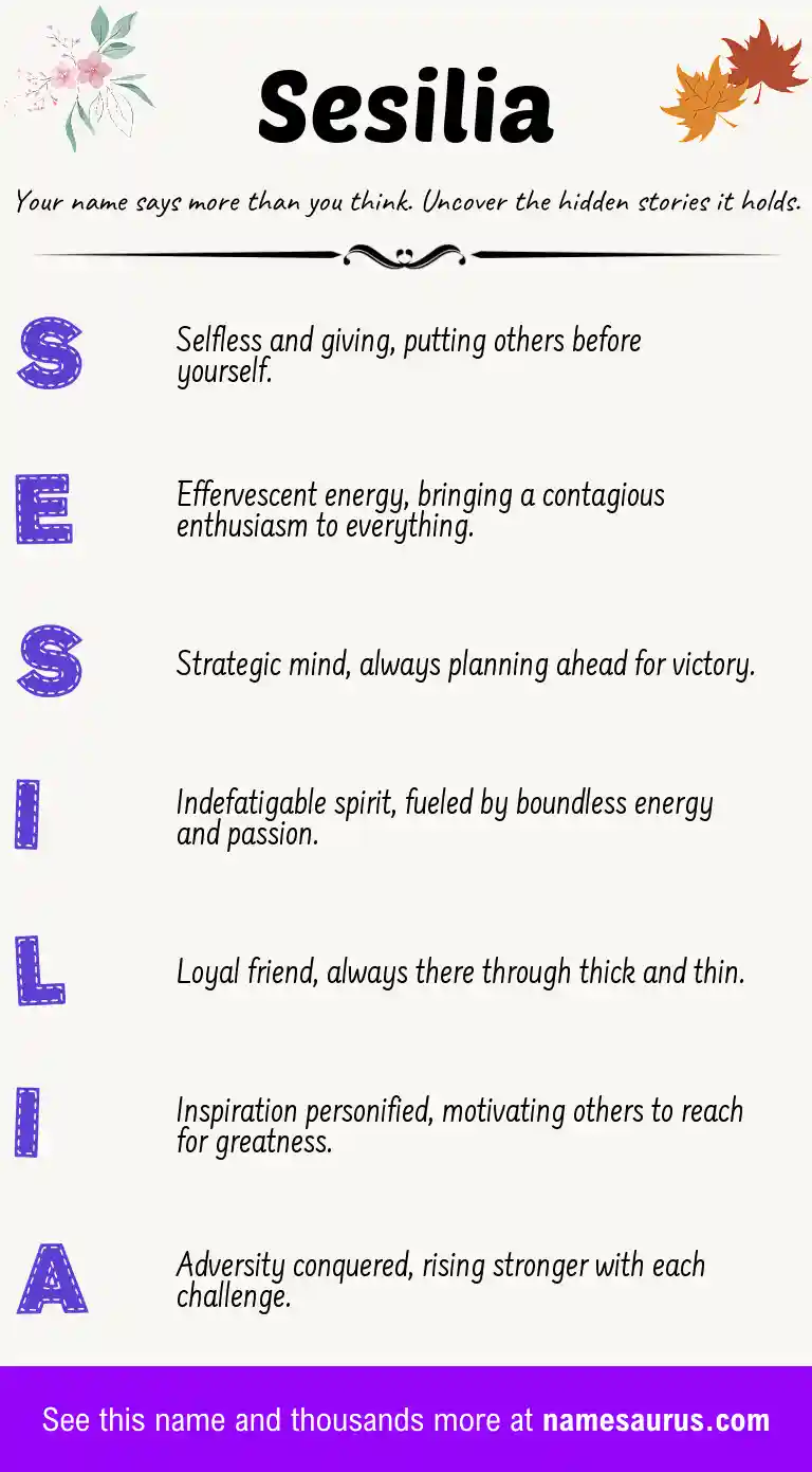 Acrostic poem about Sesilia.