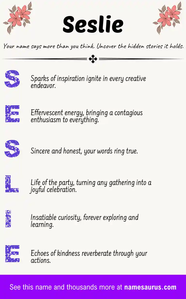 Acrostic poem about Seslie.
