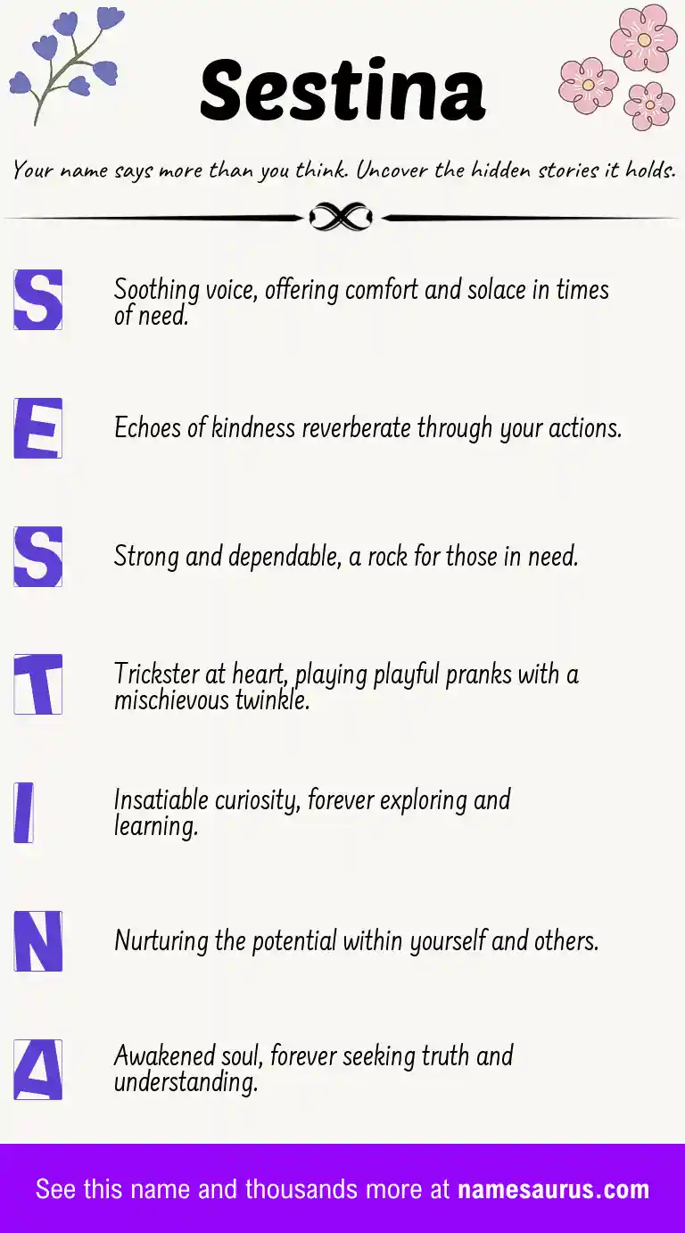 Acrostic poem about Sestina.