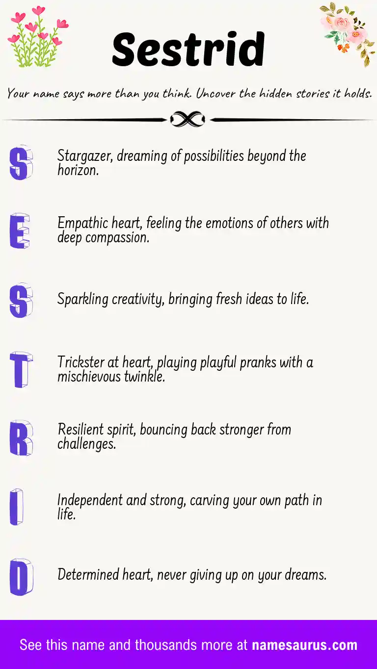 Acrostic poem about Sestrid.