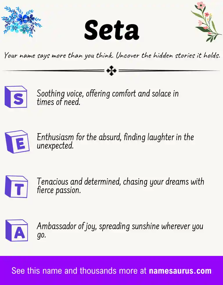 Acrostic poem about Seta.