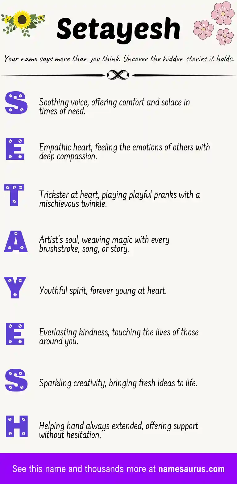 Acrostic poem about Setayesh.