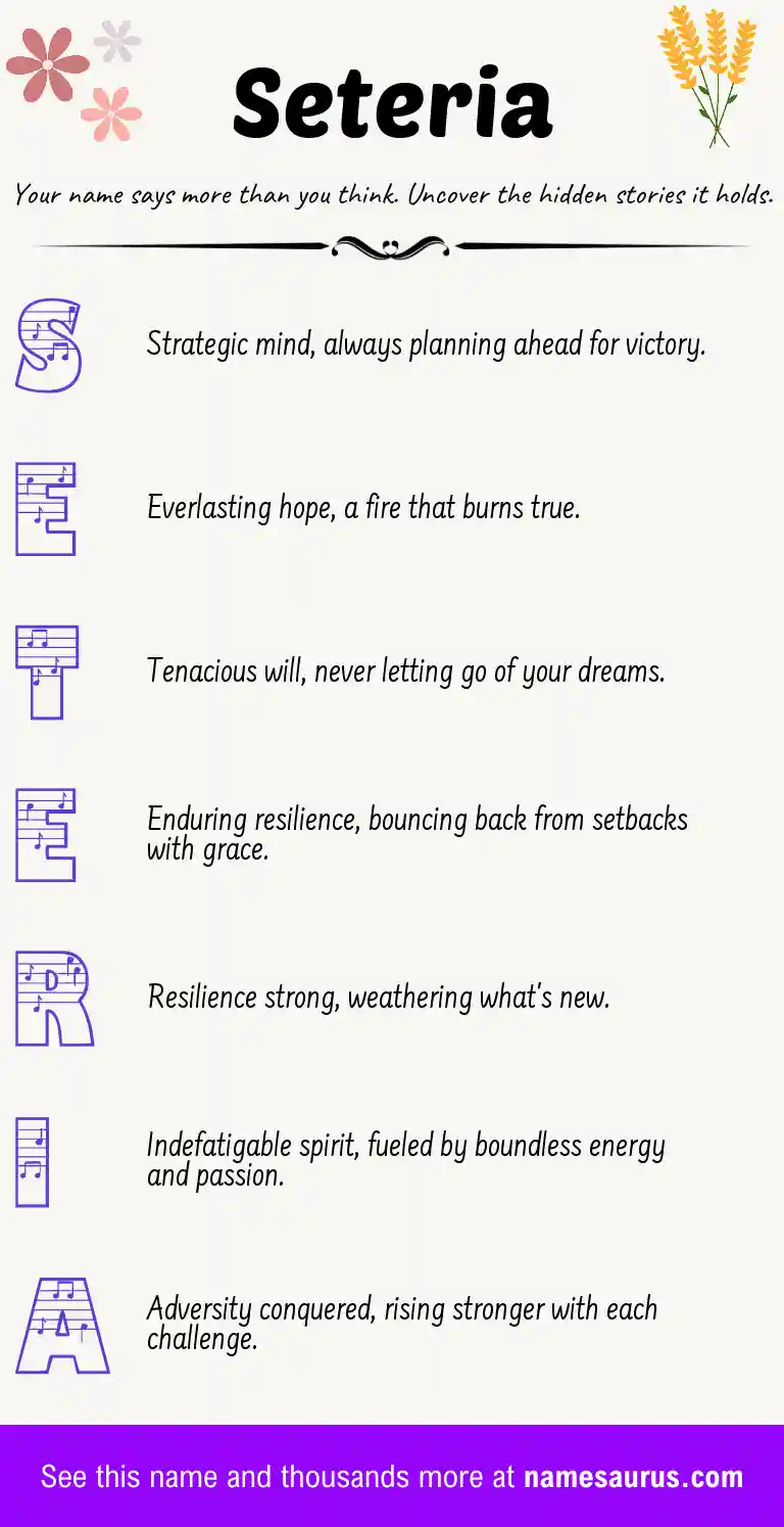Acrostic poem about Seteria.