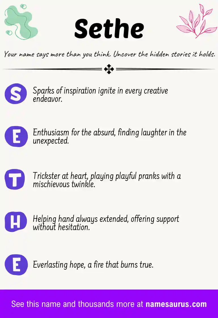 Acrostic poem about Sethe.