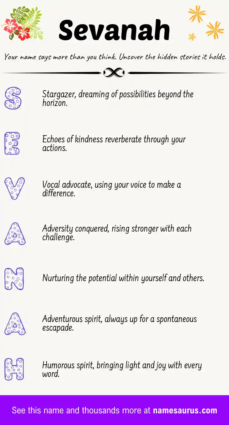 Acrostic poem about Sevanah.