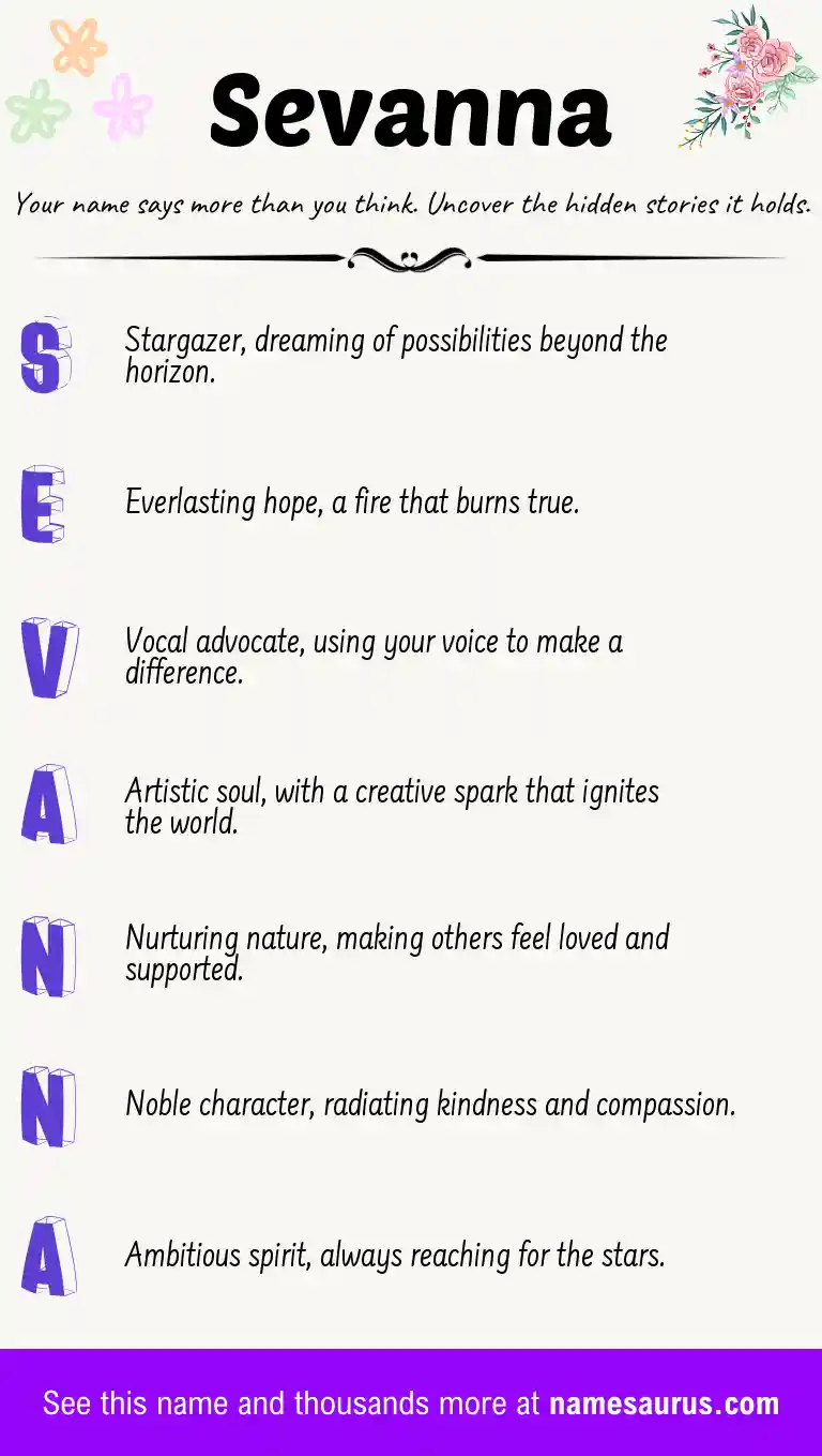 Acrostic poem about Sevanna.