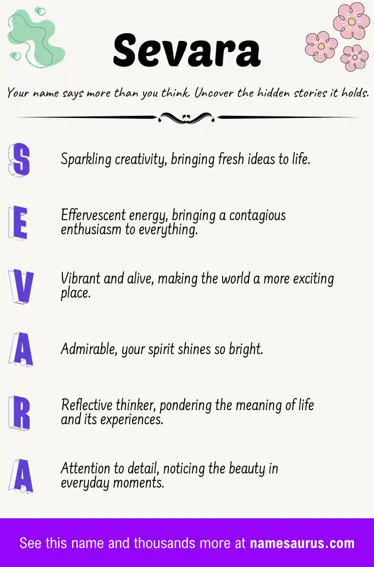 Acrostic poem about Sevara.