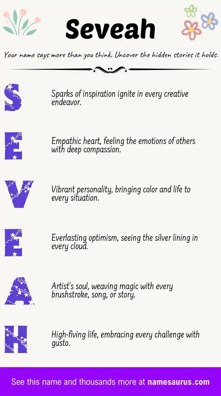 Acrostic poem about Seveah.