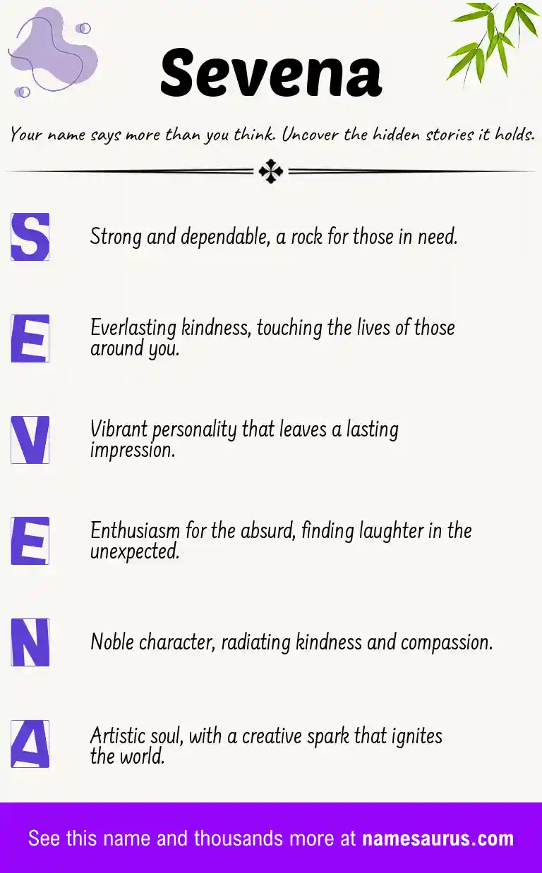 Acrostic poem about Sevena.