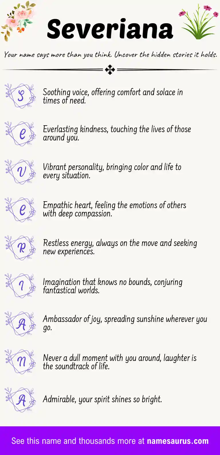 Acrostic poem about Severiana.